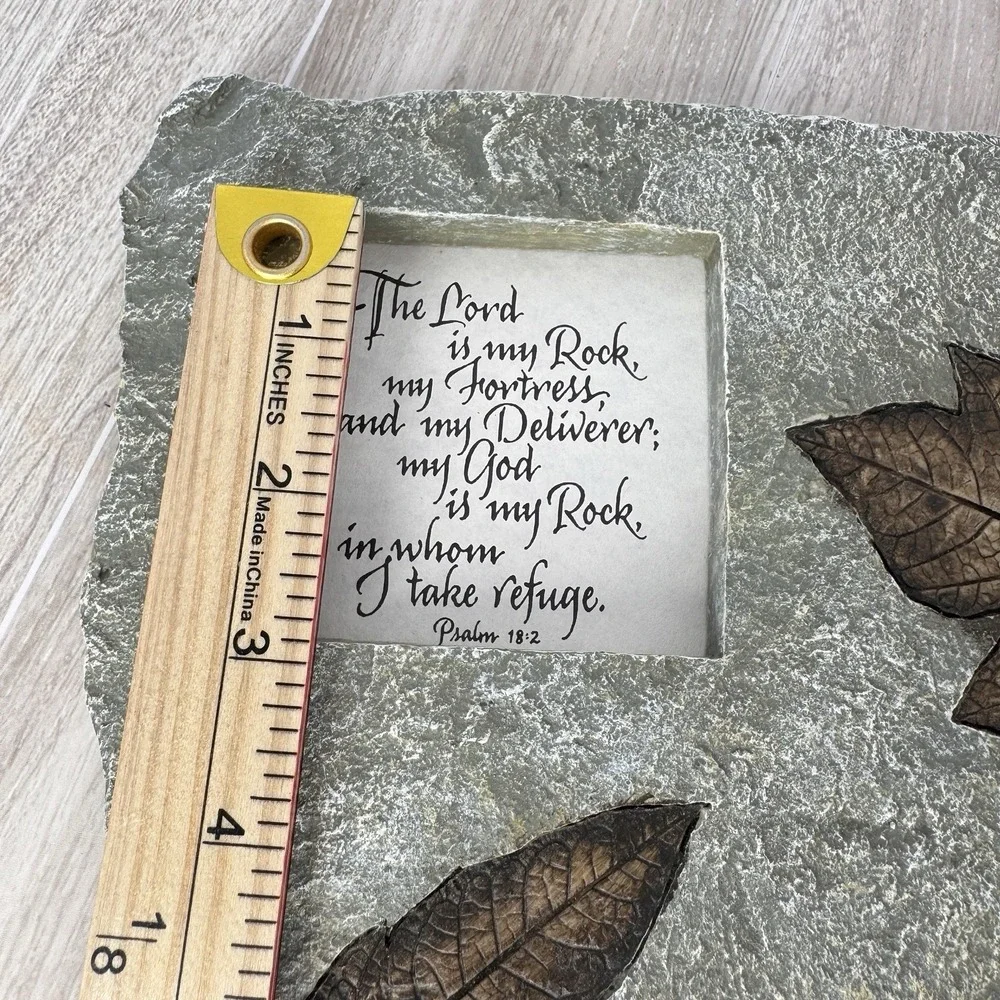 Rustic Stone Look Picture Frame Bible Verse Psalm 18:2 Leaf Decor‎ 7x7